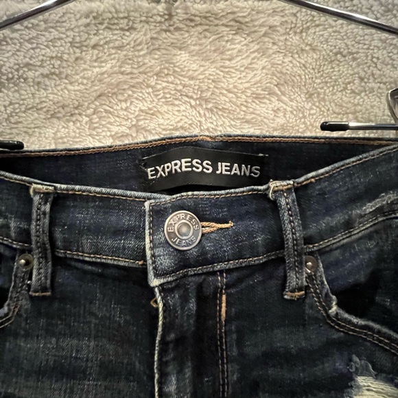 Express Dark Distressed Jeggings - Picture 3 of 4